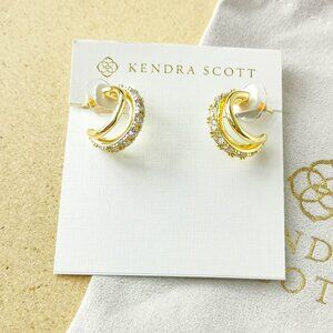 NEW Kendra Scott Gold White Crystal Livy Earrings